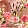Decor Delight Secret Garden British Rose & Night Blooming Jasmine Reed Diffuser with Black Reed Sticks – 50 mL