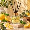 Decor Delight Bright Start Lemon, Mint & Eucalyptus Reed Diffuser with Black Reed Sticks – 50 mL Home Fragrance