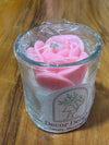 Rose Bloom Glass Scented Candle – Luxury Soy Wax Candle