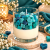 Ocean Breeze Vanilla Soy Wax Chunk Candle – Hand-Poured Blue Glass Jar Candle